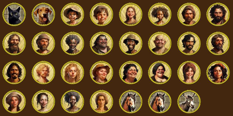 composite image of rural folk tokens